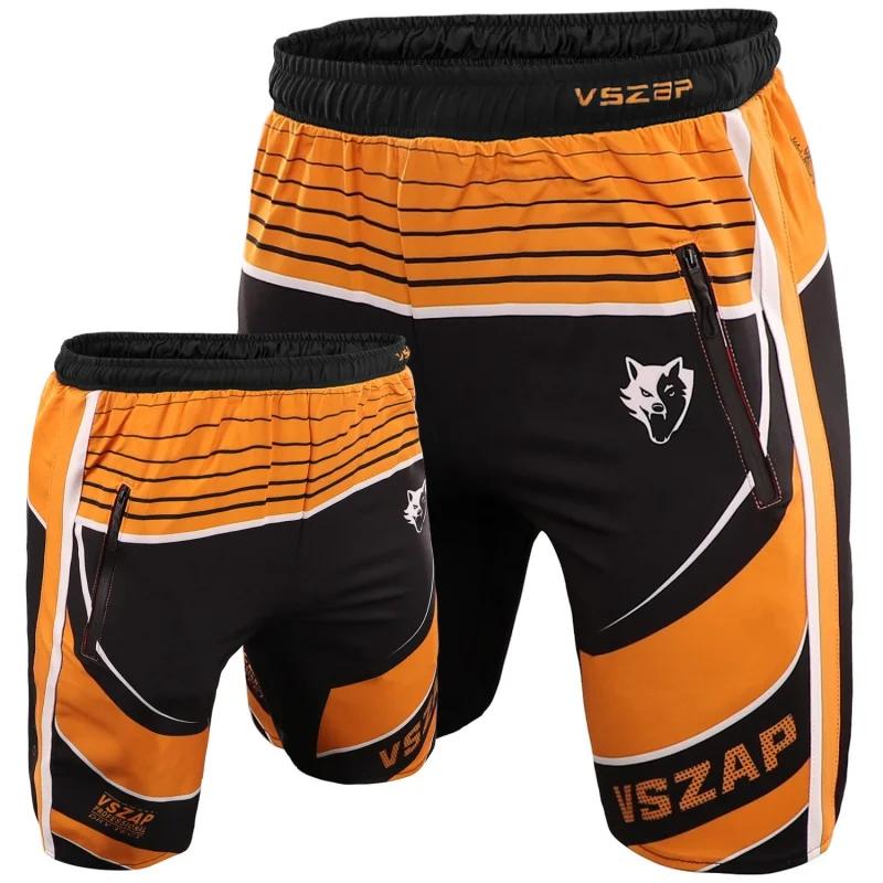Vszap Sports Shorts MMA Breathable Training Pants Wrestle Pants Outerwear Season Muay Thai Fitness Orange Running Fi